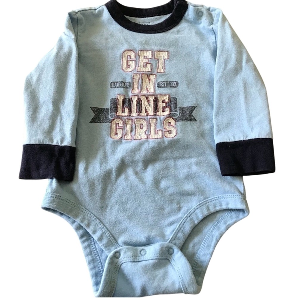 Gap Baby Infant Get In Line Girls Blue Baby Top One Piece Size 12-18 Months‎